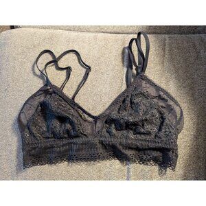 Victorias Secret Black Lace & Mesh Bralette With Adjustable Straps Hook Closure